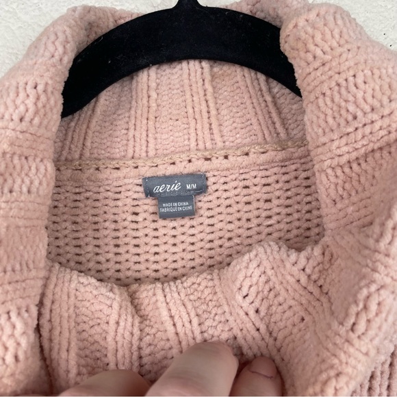 Aerie Oversized Turtleneck Sweater Peach Pink Medium - Picture 4 of 7